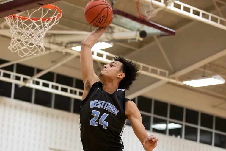 Dereck Lively of the Westtown School in a game in 2020.