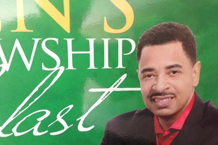 Photograph of Rev A. Carl Prince on a poster in Zion Baptist Church last week. Photo by Valerie Russ