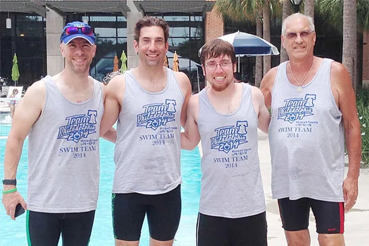 All smiles at the Transplant Games of America (from left): Derek Fitzgerald, Jim Melwert, Kyle Atras and Bert Fox.