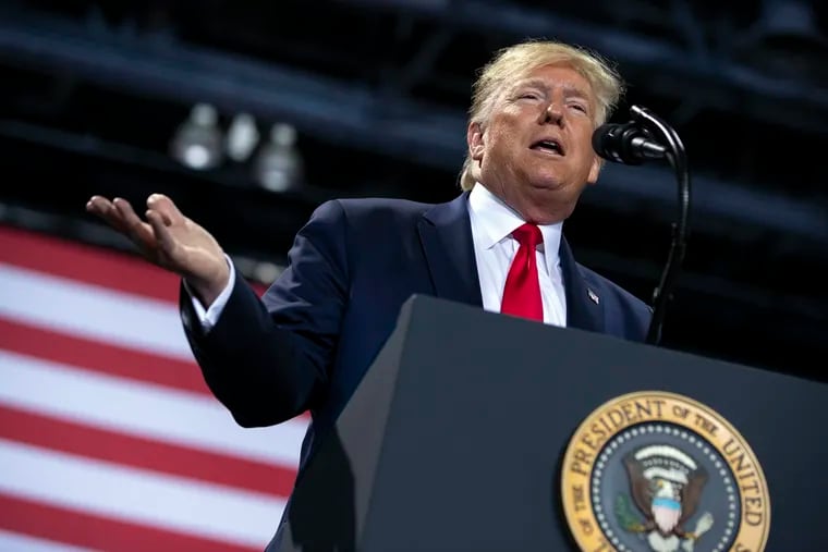 President Donald Trump speaks during a campaign rally at Kellogg Arena, Wednesday, Dec. 18, 2019, in Battle Creek, Mich.