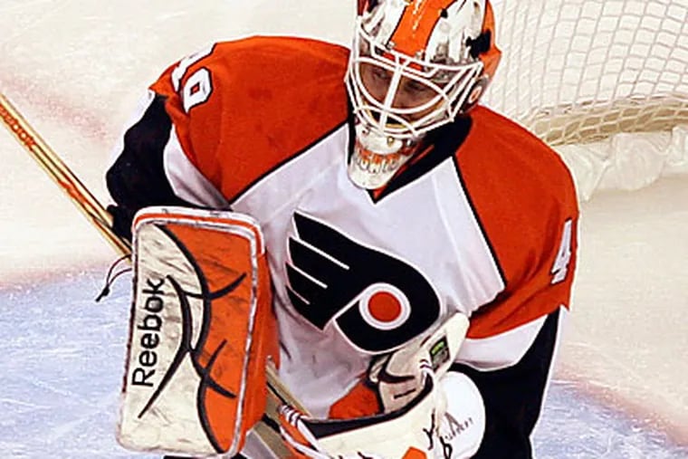 Michael Leighton's appearance for the Flyers was his first in nearly two months. (Yong Kim/Staff Photographer)