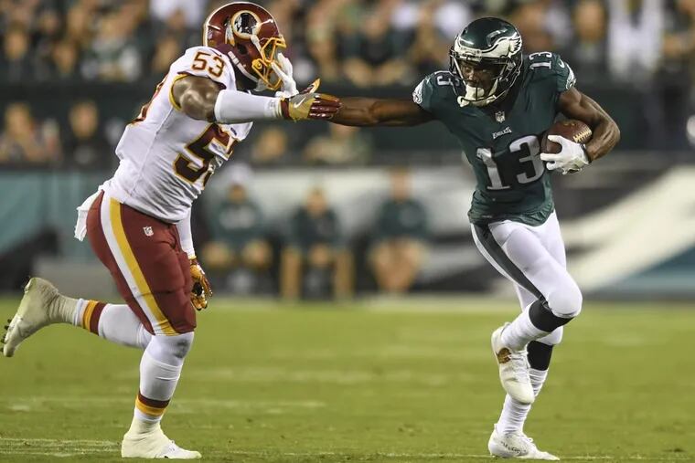 The Eagles and wide receiver Nelson Agholor (right) hope to push their record to 7-1 this week. They are a very respectable 5-2 against the spread.