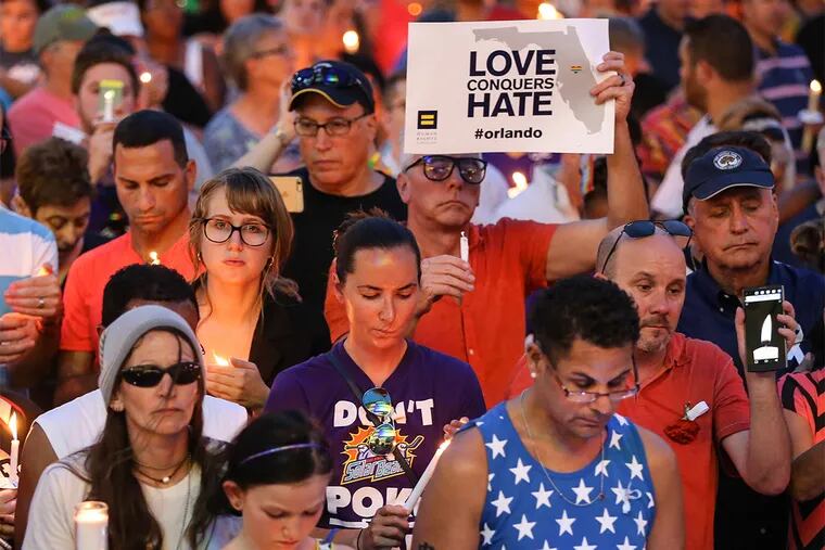 Candlelight Vigil for the Terror Attack victims in downtown Orlando, Monday, June 13, 2016.