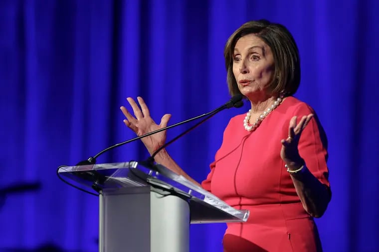 House Speaker Nancy Pelosi addresses the Pennsylvania Democratic Party's inaugural "Independence Dinner" at the Pennsylvania Convention Center in Philadelphia, Friday, November 1, 2019.