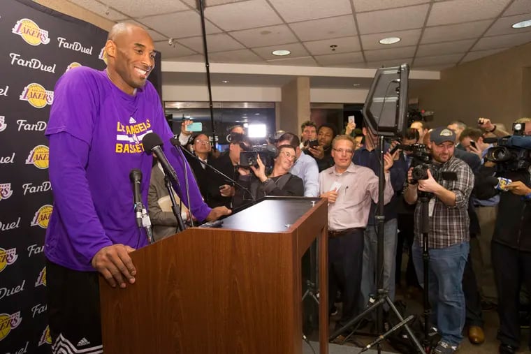 Kobe Bryant held a news conference on Dec. 1, 2015, before his final game in his hometown after announcing he would retire at the end of the season.