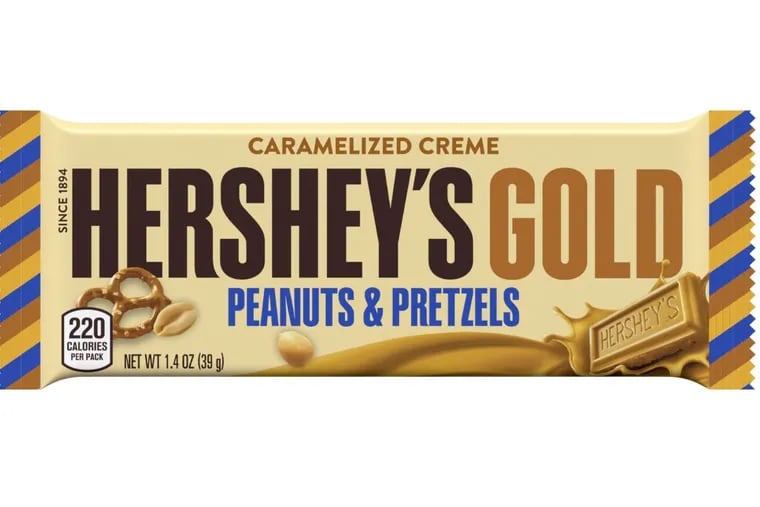 Hershey Gold bars target millenials. The company took three years developing it and preparing to commercialize the new bar. It should be available in stores next month.