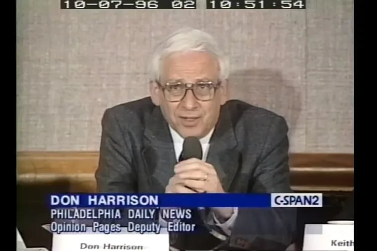 Don Harrison in 1996 at a public panel discussion that was broadcast on C-SPAN.