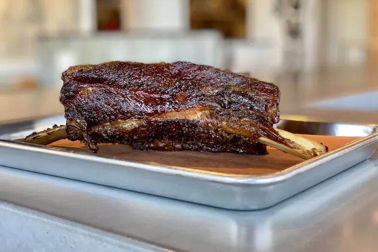 A beef rib is a signature a la carte dish at Morgan's Brooklyn Barbecue.