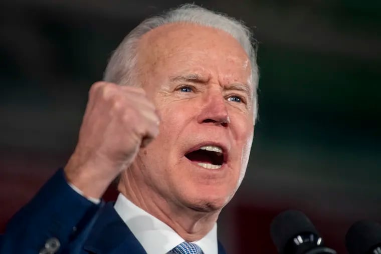 Democratic presidential candidate former Vice President Joe Biden speaks during his primary election night rally in Columbia, S.C. Feb. 29, 2020 after winning the South Carolina primary.