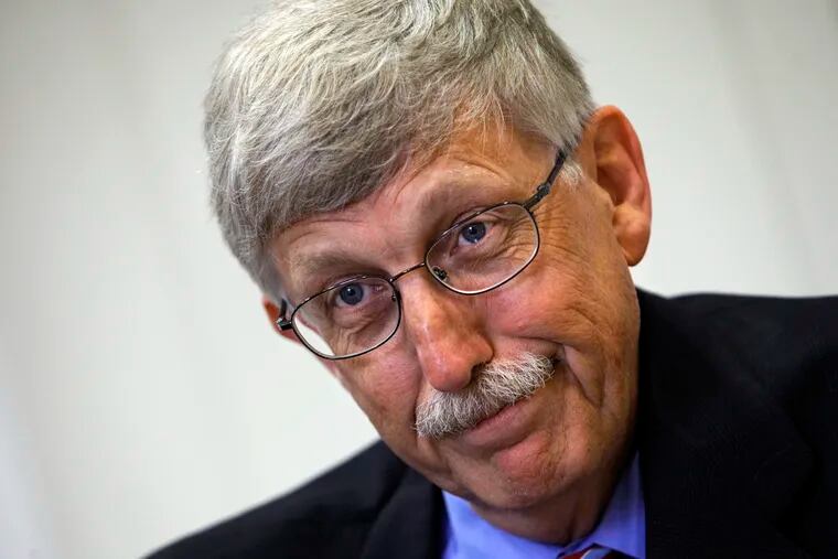 FILE - In this Aug. 17, 2009 file photo, Dr. Francis Collins, director of the National Institutes of Health, at NIH headquarters in Bethesda, Md. The Trump administration is ending the medical research by government scientists using human fetal tissue. Officials said Wednesday government-funded research by universities will be allowed to continue, subject to additional scrutiny.  (AP Photo/J. Scott Applewhite)