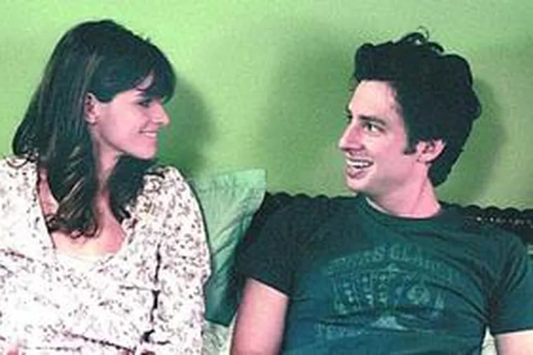 Amanda Peet (left) and Zach Braff are a couple who return to her Ohio hometown.
