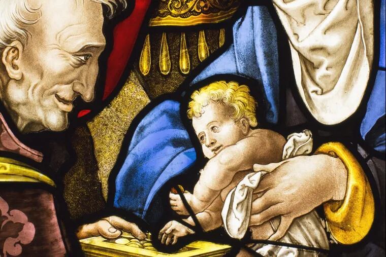 Detail from the 16th century French stained-glass window “The Adoration of the Magi,” one of the Philadelphia Museum of Art’s new acquisitions.