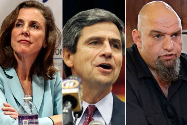 Joe Sestak (center) is not the party’s favorite, just like in 2010, when he beat Arlen Specter. In the 2016 race, Katie McGinty (left) is favored, but one difference is a third candidate, John Fetterman.