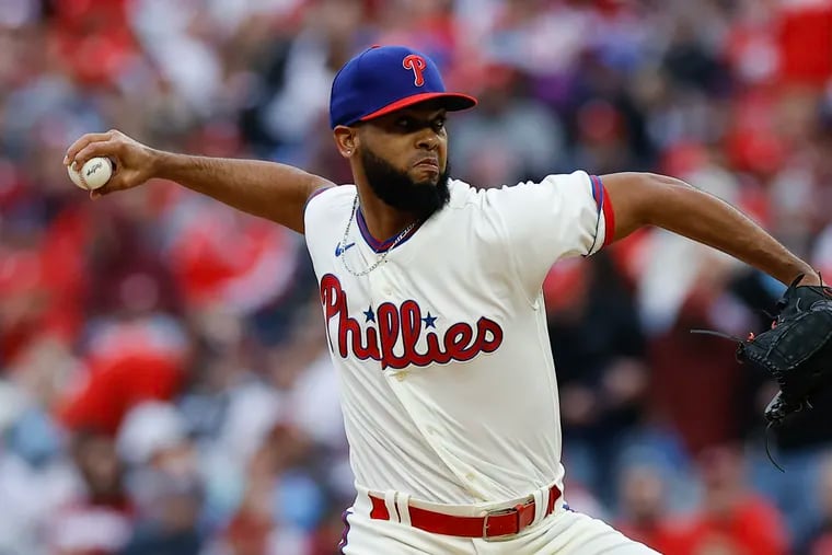 Phillies reliever Seranthony Domínguez had a 12.71 ERA with five walks in his first seven appearances this season.