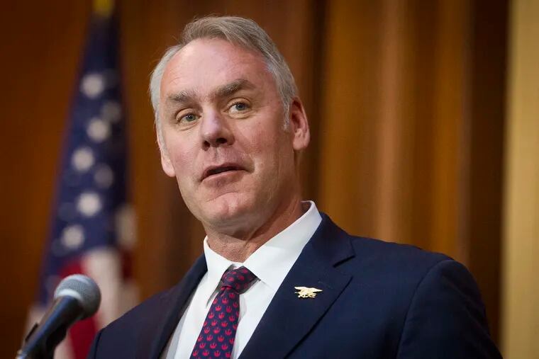 FILE - In this Dec. 11, 2018, file photo, then-Secretary of the Interior Ryan Zinke speaks at EPA headquarters in Washington. Zinke has landed a more than $100,000-a-year job with a Nevada gold-mining firm. Zinke confirmed by phone Tuesday, April 16, he has accepted a consulting and board position with U.S. Gold Corp., a company with business before Zinke's former agency, the Interior Department.