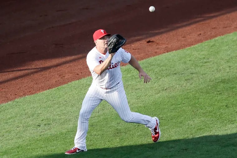 The Phillies placed outfielder Jay Bruce on the 10-day injured list with a strained left quadriceps.