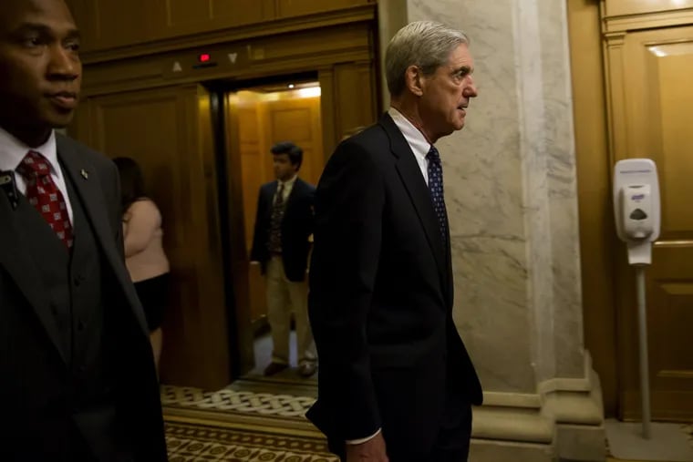 Special counsel Robert Mueller leaves a meeting with members of the Senate Judiciary Committee in Washington on June 21, 2017. (Eric Thayer / Bloomberg)