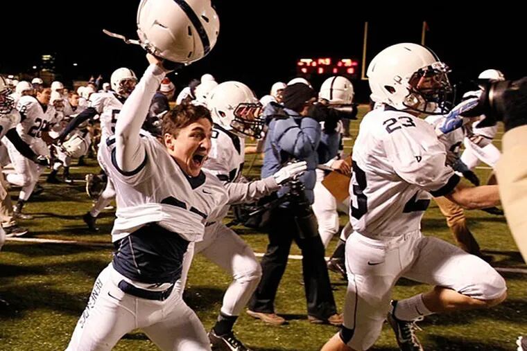 Shawnee celebrates their win over Timber Creek in the Group Four NJSIAA football Championships.  (Michael S. Wirtz/Staff Photographer)