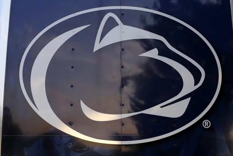 This is the Penn State logo on the side of a Penn State merchandise trailer outside Beaver Stadium on Friday, Sept. 5, 2014 in State College, Pa.