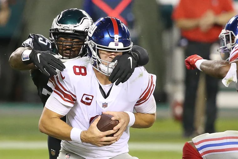 Vinny Curry and the Eagles slipped by the Giants in Week 7, but they were unable to cover the 5-point spread in the 22-21 victory. The Giants might only have two wins, but they are playing hard for first-year coach (and Lansdale Catholic grad) Joe Judge.