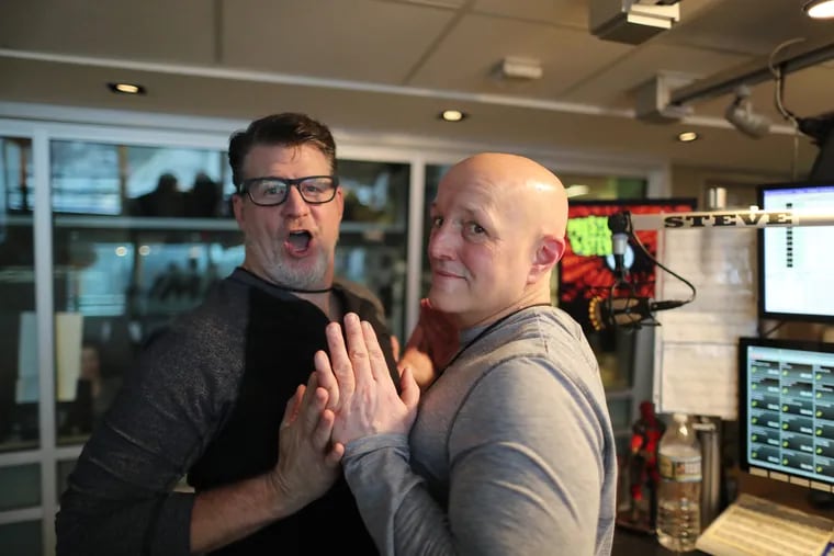 Preston Elliot, left, and Steve Morrison from WMMR's 'Preston & Steve' in their studio in 2018.