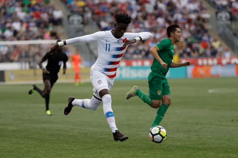 Tim Weah scored his first senior U.S. national team goal at Talen Energy Stadium, in a game against Bolivia in May of 2018.