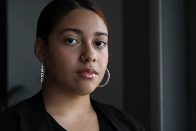 Philadelphia Military Academy junior Keylisha Diaz, 16, at her home in Philadelphia's Olney section on Thursday, Oct. 29, 2020. She is one of four student leaders of the School District of Philadelphia's second annual youth summit, which focused on gun violence this year.