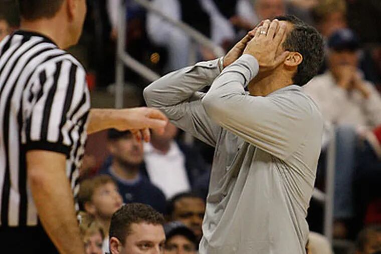 Jay Wright has had to watch Villanova lose two straight games. (Ron Cortes/Staff Photographer)