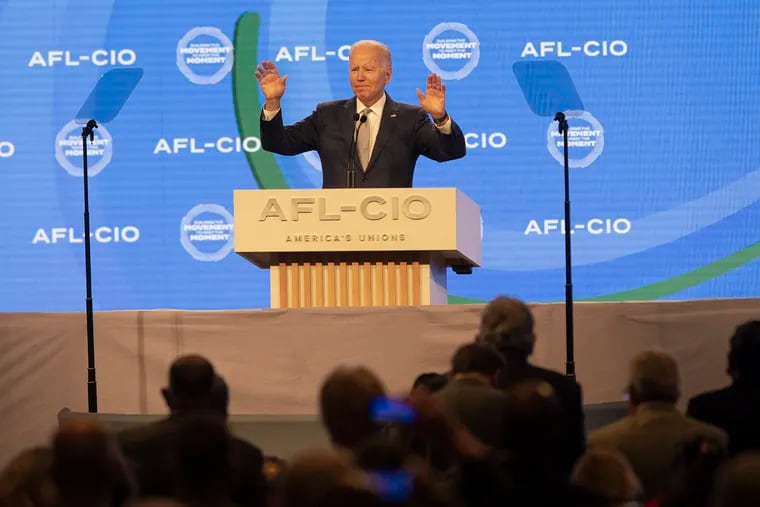 President Joe Biden speaks during a labor convention in Philadelphia on June 14, 2022.