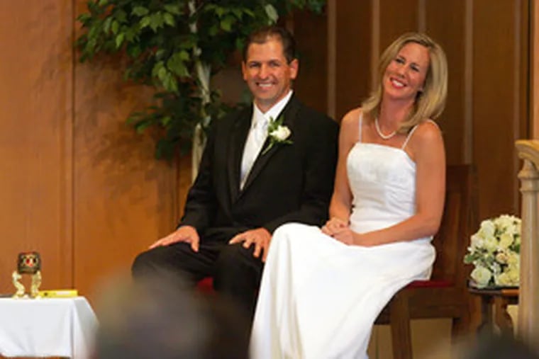 Ten years after they eloped to Bermuda, Michael Culver, 40, realizes his dream of a church wedding to Diane Fritsch Culver, 46.