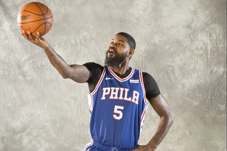 Amir Johnson at the Sixers’ media day last week.