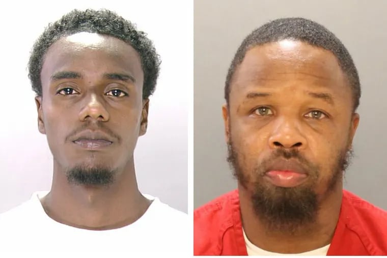 Isaiah Reels (left), 31, was arrested Thursday in connection with the February shooting death of West Philadelphia community activist Winnie Harris. Nelson Giddings, 39, was arrested on Oct. 9.
