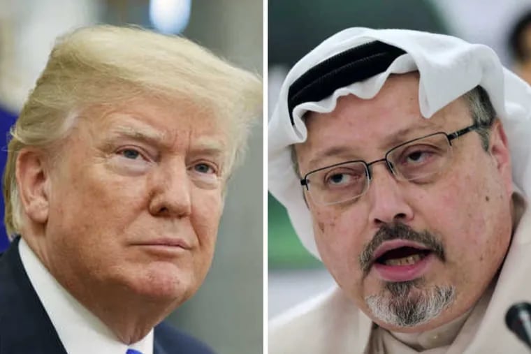 President Donald Trump (left) as sharply rebuked for his shameful defense of Saudi Crown Prince Mohammed bin Salman which ignored the CIA's conclusion that the prince ordered the gruesome murder of journalist Jamal Khashoggi (right).