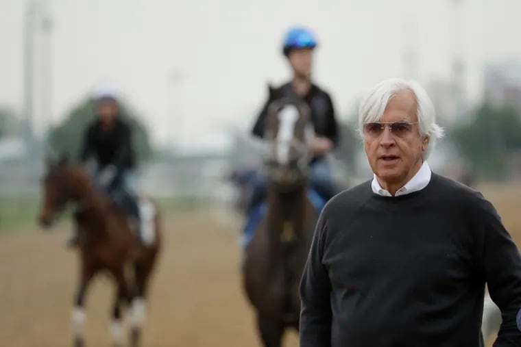 Trainer Bob Baffert goes for his eighth Preakness title with Improbable. (AP Photo/Charlie Riedel)
