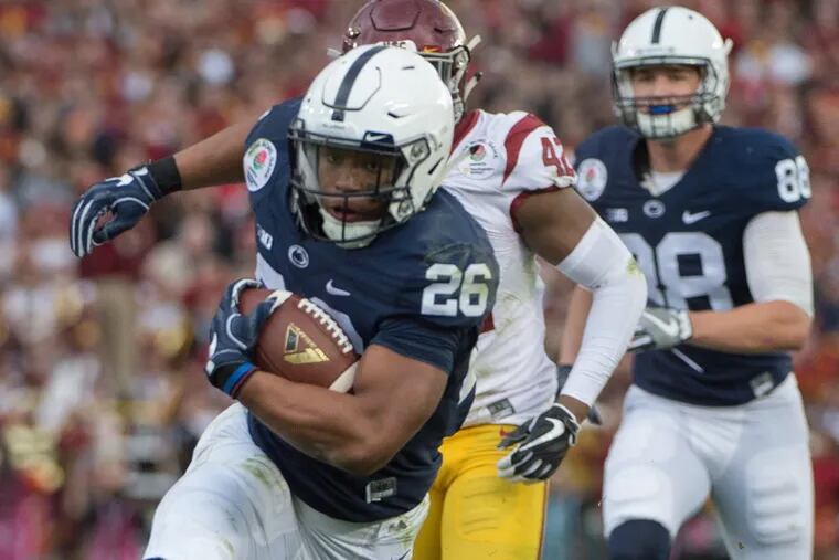 Penn State’s Saquon Barkley running for a 24-yard touchdown against USC in the Rose Bowl.