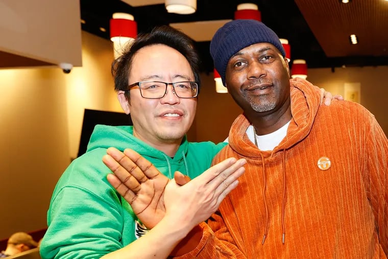 Han Dynasty owner Han Chiang poses with Wu-Tang Clan's Masta Killa at a 15-course tasting dinner inspired by the group's seminal album "Enter the Wu-Tang (36 Chambers)."