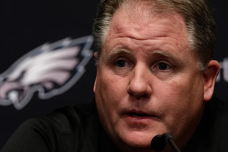 Philadelphia Eagles new head coach Chip Kelly speaks during his introductory press conference in Philadelphia. (AP Photo/Matt Rourke)