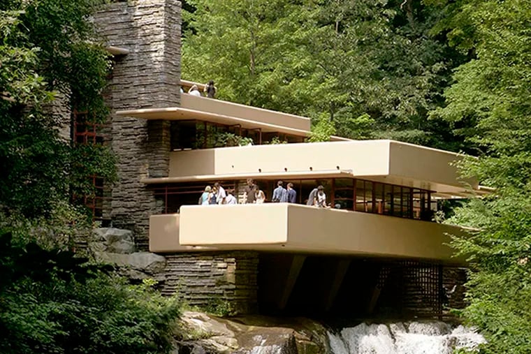 Fallingwater, one of the late architect Frank Lloyd Wright's best-known works, hangs over Bear Run waterfall in Mill Run, Pa.