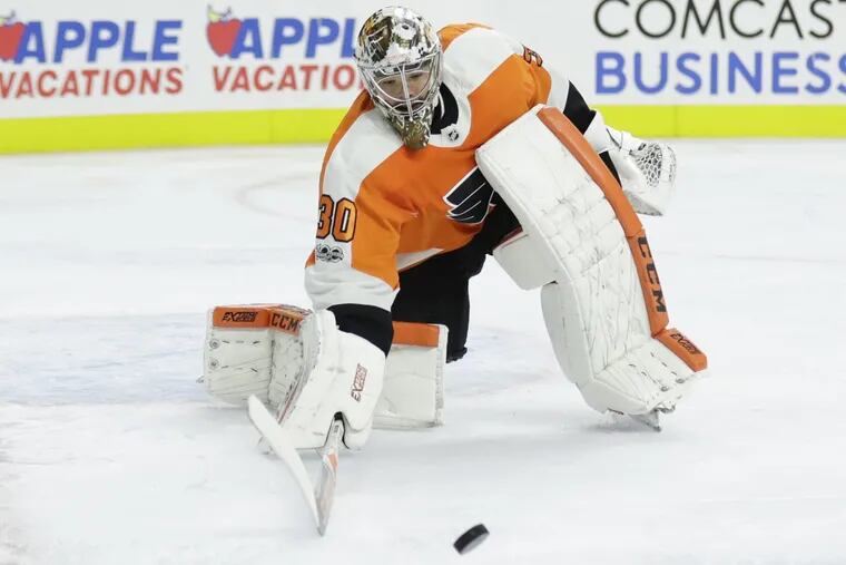 Flyers goalie Michal Neuvirth struggled Thursday.