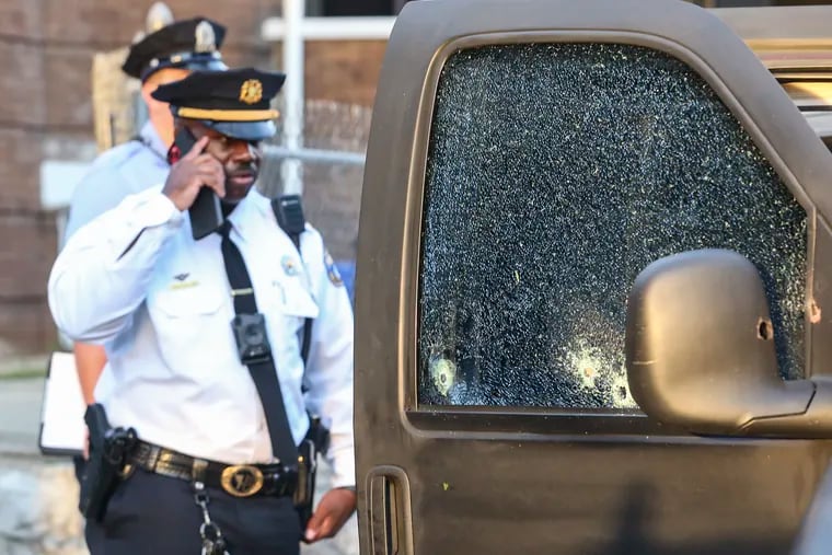 One of several shooting scenes police have investigated over the past few days in Philadelphia. In this one, a man and woman were going to an appointment at Einstein Medical Center when their van was struck by gunfire at Rockland and Camac Streets on Thursday. The woman passenger was struck twice in the right shoulder.