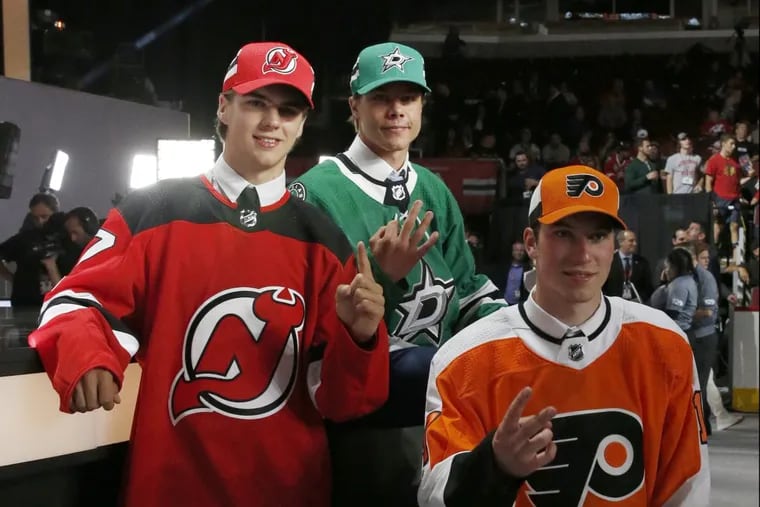 Nolan Patrick (right) was selected No. 2 overall by the Flyers, just after New Jersey took Nico Hischier (left) in the June draft.