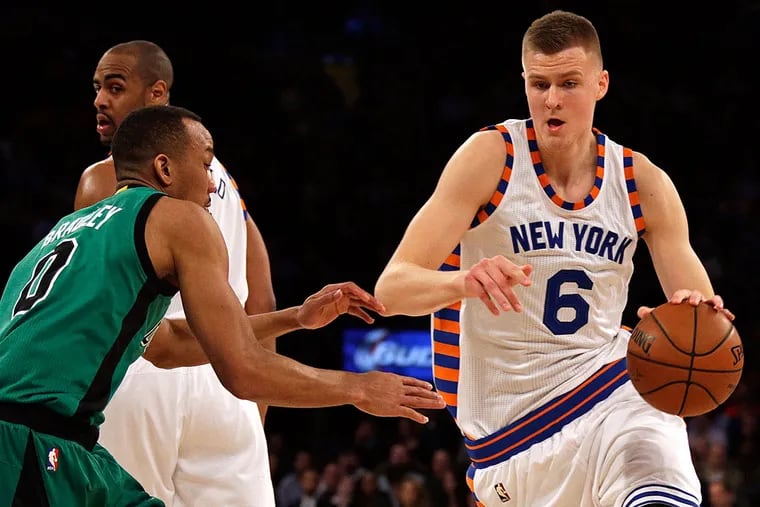 New York Knicks rookie forward Kristaps Porzingis was the fourth overall pick in the 2015 NBA draft. (Adam Hunger, USA Today)