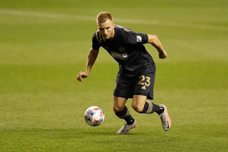 Union forward Kacper Przybylko played as an attacking midfielder for part of the second half in last Saturday's game against the New York Red Bulls.