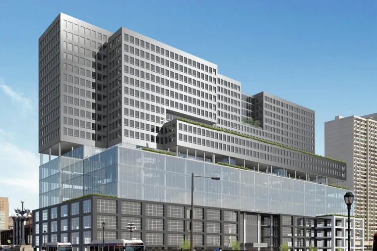 Plans call for turning the former Marketplace Design Center into a 22-story tower, part of a westward
push in Philadelphia development.