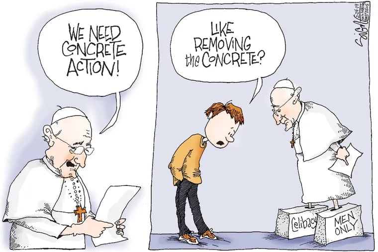 Political Cartoon: The Catholic Church in Concrete