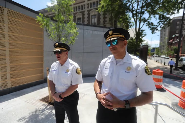 Deputy Fire Commissioner Gary Loesch (L) and Craig Murphy were on the scene four years ago when the Salvation Army building collapsed, and they remember vividly what that day was like. They think of the collapse every time they pass 22nd and Market. 