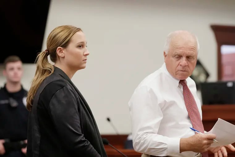Nora Kenney and Sea Isle City Prosecutor Thomas Rossi appear in Sea Isle City municipal court on Sept. 12, 2019. Nora Kenney, the daughter of Philadelphia Mayor Jim Kenney, and Tara Tolomeo, the daughter of North Wildwood councilwoman Kellyann Tolomeo both plead guilty to the charge of creating a disturbance.