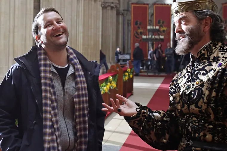 "Galavant" creator Dan Fogelman (left) on set with Timothy Omundson, who plays the king in the ABC musical comedy series Galavant. (ABC/Nick Ray)