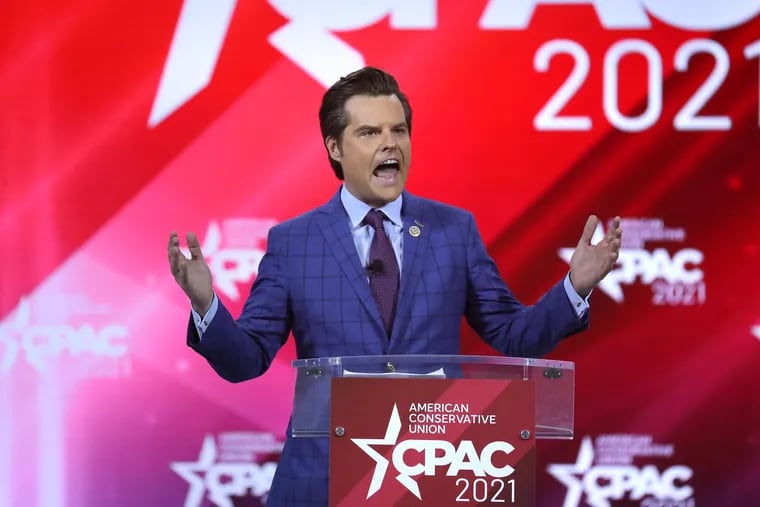 U.S. Rep. Matt Gaetz (R., Fla.) speaks at the Conservative Political Action Conference in Orlando in February.