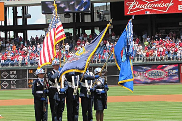 Members of the Air Force Junior ROTC at Coatesville Area High School participated in a color guard presentation at a Phillies' game in June.